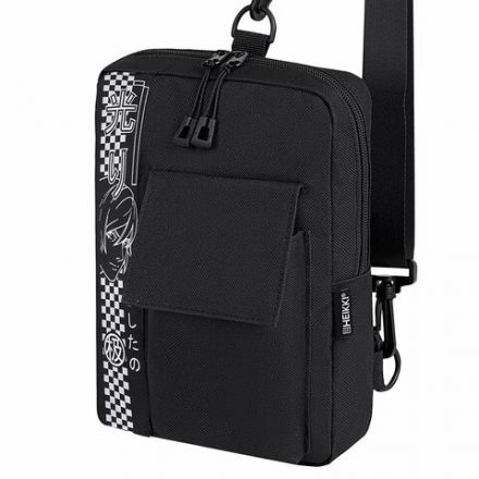 Сумка на плечо HEIKKI TORRENT (ХЕЙКИ) с карманом, "Anime face", черная, 25х18х3 см, 272637