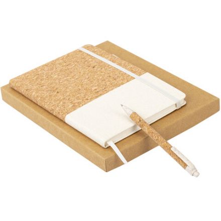 Блокнот в наборе с ручкой А5, 145х213 мм, BRAUBERG "Cork", под кожу, ЭКО обложка, 80 листов, бежевый, 116864