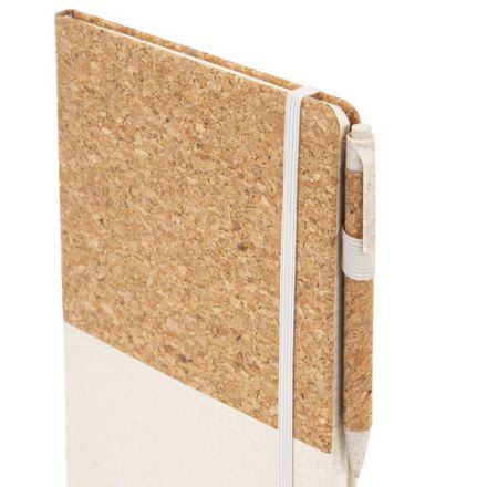 Блокнот в наборе с ручкой А5, 145х213 мм, BRAUBERG "Cork", под кожу, ЭКО обложка, 80 листов, бежевый, 116864