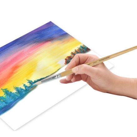 Кисть ПИФАГОР, КОЗА, круглая, № 6, деревянная лакированная ручка, колпачок, пакет с подвесом, 200829