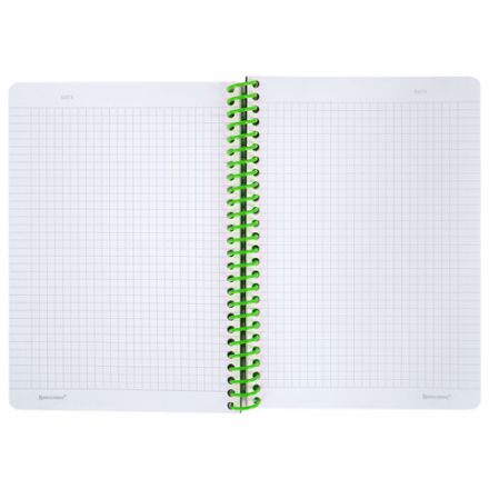 Тетрадь обложка пластик, А5 80 л., спираль пластик, резинка, клетка, BRAUBERG, черный/зеленый, 405387