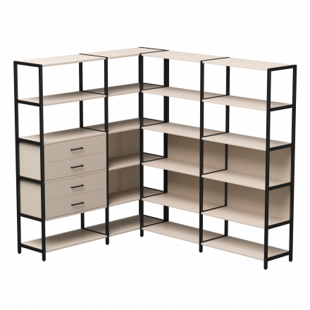 Набор стеллажных систем №17 Everprof EVO 1635x2020x1840 Кашемир/Черный