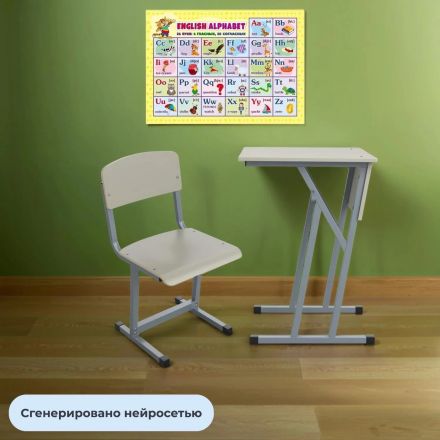 Парта MET_Комус Стол ученический 1-местный 7р.г. серый/серый