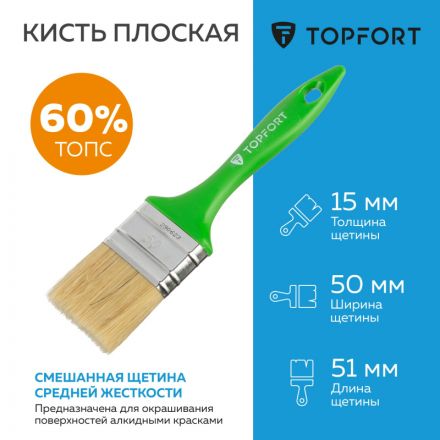 Кисть плоская TOPFORT 50x15