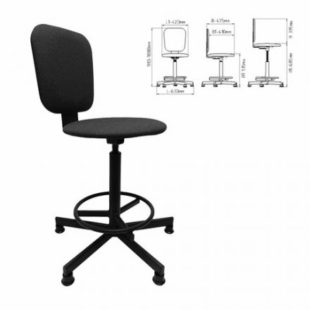 Стул кресло кассира, ресепшн РС37, на винте, без подлокотников, ткань, темно-серый Стул кресло кассира, ресепшн РС37, на винте, без подлокотников, ткань, темно-серый