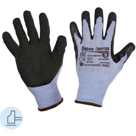 Перчатки рабочие трикотажные София-Экстра х/б с латексным покрытием (размер 9, L)