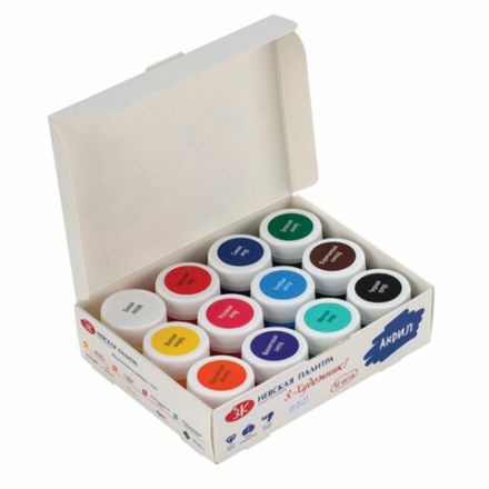 Краски акриловые глянцевые "Я – Художник!", 12 цветов по 15 мл, в банках, Невская Палитра, 229411817