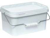 Ведро 5,8л. прямоугольное, с белой крышкой, с ручкой металл  белый