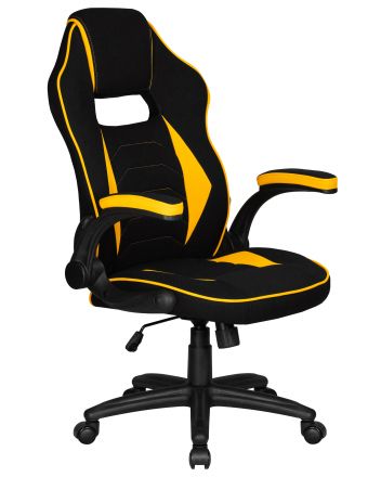 Кресло игровое DOBRIN RICK, черно-желтая ткань
