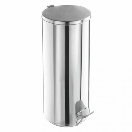 Ведро мусорное с педалью 30 литров, УСИЛЕННОЕ, кольцо под мешок, хром, нержавеющая сталь, ТИТАН Ведро мусорное с педалью 30 литров, УСИЛЕННОЕ, кольцо под мешок, хром, нержавеющая сталь, ТИТАН