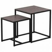 Стол журнальный "Терса", 490х490х560/390х390х460 мм, КОМПЛЕКТ 2 шт., металл/ЛДСП ясень шимо темный