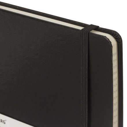 Блокнот А5 (148x218 мм), BRAUBERG "Metropolis", балакрон, 80 л., резинка, клетка, черный, 111585