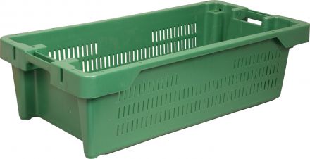 Ящик рыбный 800х400х225 перфорированный дно сплошное зеленый