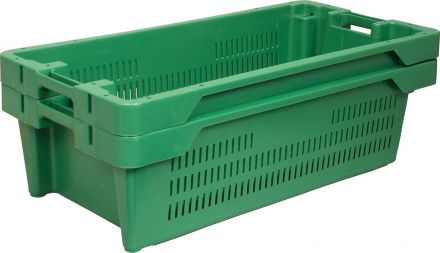 Ящик рыбный 800х400х225 перфорированный дно сплошное зеленый