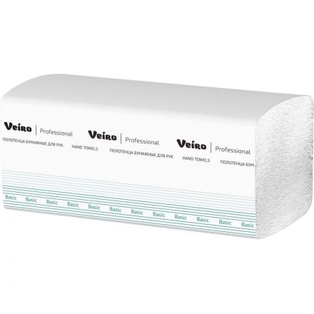Полотенца бумажные д/дисп Veiro Prof Basic 1сл 250лx20пач/кор V-слож KV104