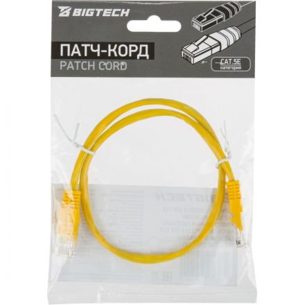 Патч-корд BigTech OPCC019 UTP CCA кат.5e/0.5м/литой/многожильн (желтый)