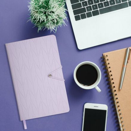 Ежедневник недатированный А5 138х213 мм, BRAUBERG "Braided", под кожу, гвоздик 160 л., сиреневый, 116596