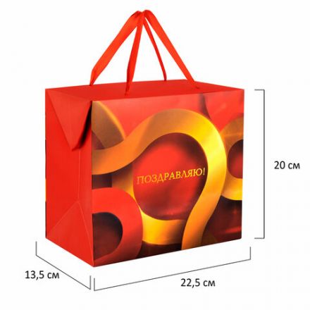 Пакет-коробка подарочный (1 штука) ассорти "Поздравляю", 22,5х13,5х20 см, тиснение фольгой, ламинация, 90085, 90081, 90085