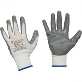 Перчатки защитные TOPFORT п/э с нитриловым покрытием белые р.8(M)