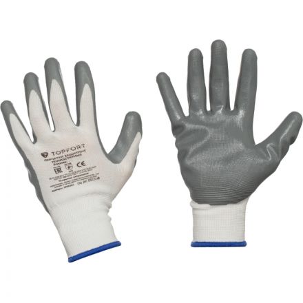 Перчатки защитные TOPFORT п/э с нитриловым покрытием белые р.8(M)