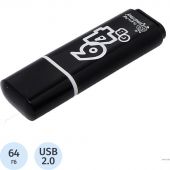 Флеш-память Smartbuy Glossy, 64Gb, USB 2.0, чер, SB64GBGS-K