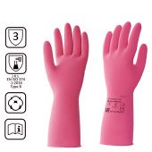 Перчатки латексные КЩС, сверхпрочные, плотные, хлопковое напыление, размер 7, S (малый), красные, HQ Profiline, 73579