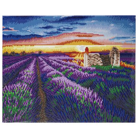 Картина стразами (алмазная мозаика) 40х50 см, ОСТРОВ СОКРОВИЩ "Лавандовое поле", на подрамнике, 662426