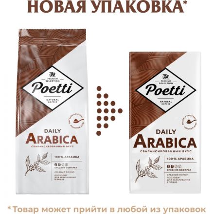 Кофе Poetti Daily Arabica молотый, для чашки, 250г