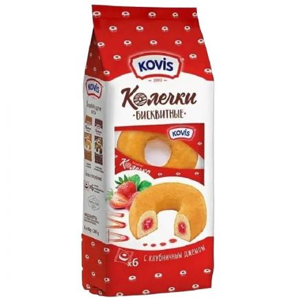 Пирожное колечки Kovis сдобные с клубн. джемом, 240г Пирожное колечки Kovis сдобные с клубн. джемом, 240г