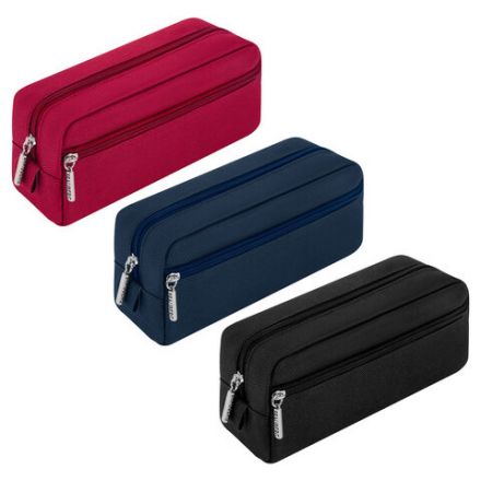 Пенал мягкий BRAUBERG, 2 отделения, ассорти 3 цвета, "Basic", 19х9х4 см, дисплей, 273611