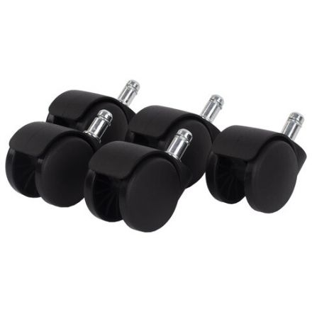 Колеса (ролики) BRABIX для кресла, пластиковые, КОМПЛЕКТ 5 шт., шток d 11 мм, черные, в коробе, 532008