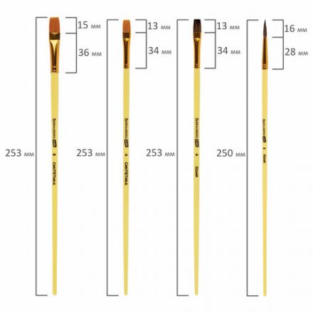 Кисти НАБОР 15 шт. (ПОНИ – 9 шт., СИНТЕТИКА – 4 шт., ЩЕТИНА – 2 шт.) BRAUBERG KIDS, 201081