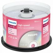 Диск DVD-R PHILIPS, 4,7 Гб, 16x, Cake Box (упаковка на шпиле), КОМПЛЕКТ 50 шт., DM4S6B50F/97
