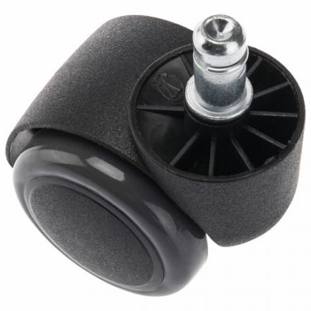 Колеса (ролики) для кресла, прорезиненные, КОМПЛЕКТ 5 шт., шток d 11 мм, черные, в пакете, WBZ (ВБЗ), 533083