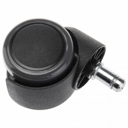 Колеса (ролики) для кресла, прорезиненные, КОМПЛЕКТ 5 шт., шток d 11 мм, черные, в пакете, WBZ (ВБЗ), 533083