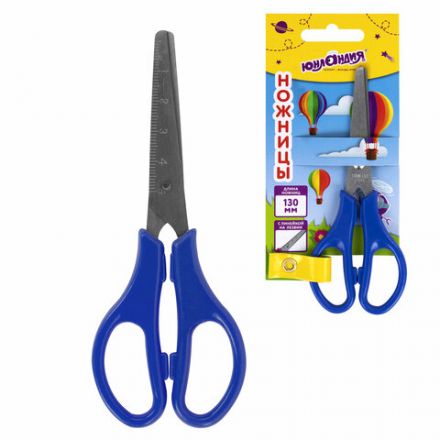 Ножницы ЮНЛАНДИЯ 130 мм, с линейкой, цвет ассорти, в картонной упаковке с европодвесом, 238343 Ножницы ЮНЛАНДИЯ 130 мм, с линейкой, цвет ассорти, в картонной упаковке с европодвесом, 238343