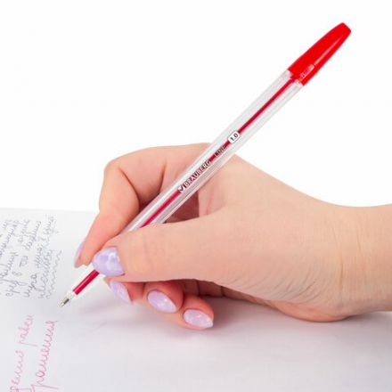 Ручки шариковые BRAUBERG, НАБОР 6 шт., АССОРТИ, "Line", корпус прозрачный, узел 1 мм, линия письма 0,5 мм, 142819