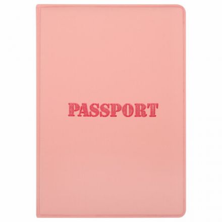 Обложка для паспорта, мягкий полиуретан, "PASSPORT", нежно-розовая, STAFF, 238403