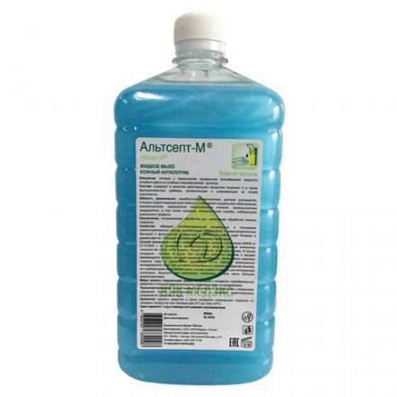 Мыло жидкое дезинфицирующее 1 л, АЛЬТСЕПТ М, крышка