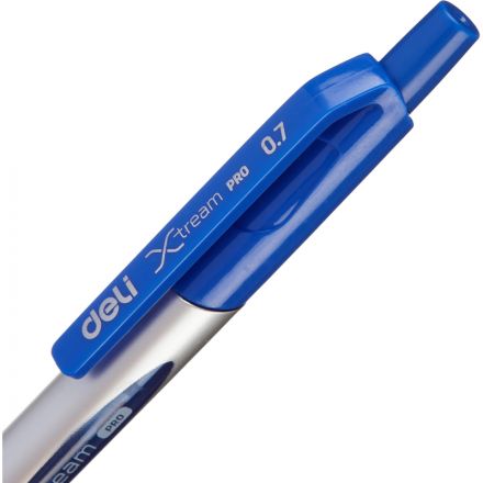 Ручка шариковая автомат. Deli X-tream Pro,д.ш.0,7мм,лин0,4,р/манж,син