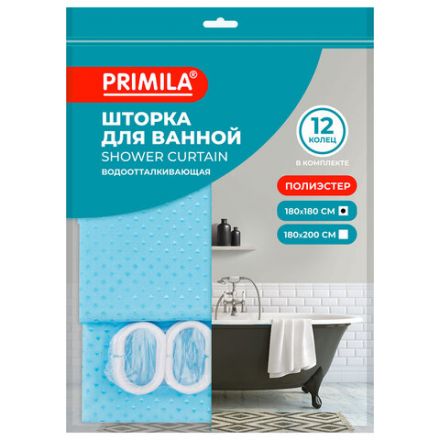 Шторка для ванной ПОЛИЭСТЕР, 180х180 см, кольца в комплекте, ГОЛУБОЙ БРИЛЛИАНТ, PRIMILA (ПРИМИЛА), 700090 Шторка для ванной ПОЛИЭСТЕР, 180х180 см, кольца в комплекте, ГОЛУБОЙ БРИЛЛИАНТ, PRIMILA (ПРИМИЛА), 700090