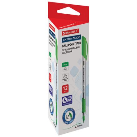 Ручка шариковая масляная BRAUBERG "Extra Glide GT", ЗЕЛЕНАЯ, трехгранная, узел 0,7 мм, линия письма 0,35 мм, 142921 Ручка шариковая масляная BRAUBERG "Extra Glide GT", ЗЕЛЕНАЯ, трехгранная, узел 0,7 мм, линия письма 0,35 мм, 142921