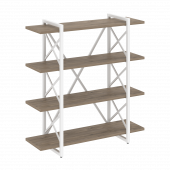 Loft Стеллаж на регулируемых опорах-4 полки VR.L-MST.O-4.8V Тиквуд тёмный/Белый металл 1200*400*1280