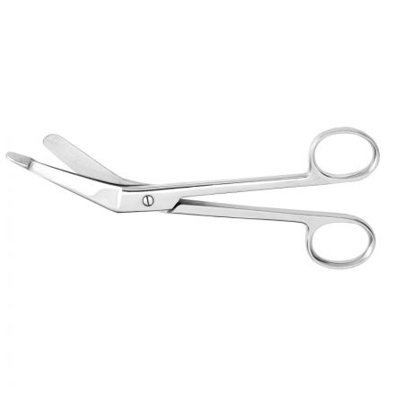 Ножницы для разрезания повязок с пуговкой, горизонтально-изогнутые, 185 мм Ножницы для разрезания повязок с пуговкой, горизонтально-изогнутые, 185 мм