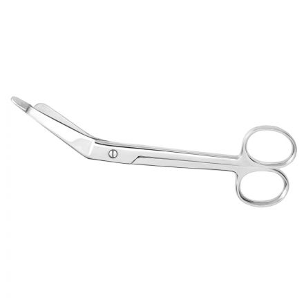 Ножницы для разрезания повязок с пуговкой, горизонтально-изогнутые, 185 мм Ножницы для разрезания повязок с пуговкой, горизонтально-изогнутые, 185 мм