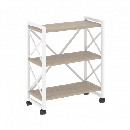 Loft Стеллаж на колесных опорах-3 полки VR.L-MST.K-3.8 Дуб аттик/Белый металл 800*400*968