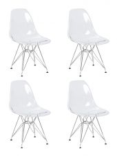 Набор 4 шт Стул обеденный DOBRIN DSR CASPER, ножки хром, цвет прозрачный