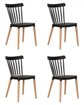 Набор 4 шт Стул обеденный DOBRIN THEO, ножки светлый бук, цвет черный (B-03)