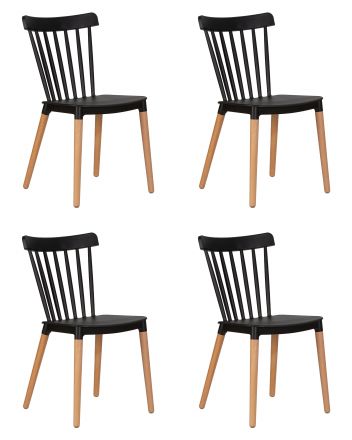 Набор 4 шт Стул обеденный DOBRIN THEO, ножки светлый бук, цвет черный (B-03)