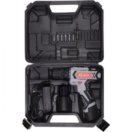 Дрель-шуруповерт аккумуляторная РЕСАНТА 12В, ДА-12-2ЛК  (75/14/2)